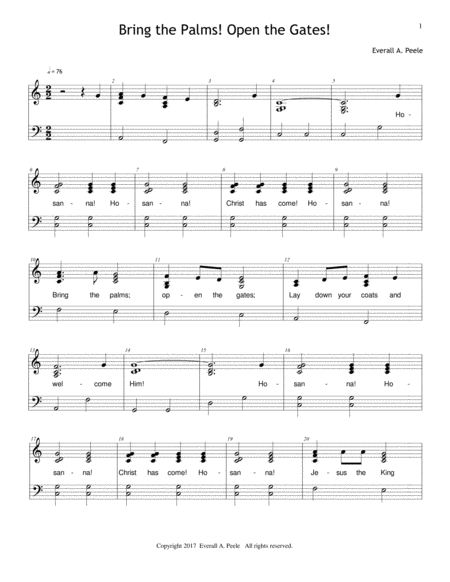 Bring The Palms Inclues Unlimited License To Copy Sheet Music