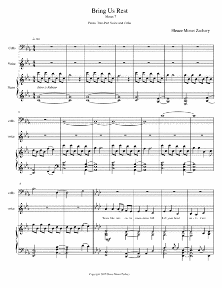 Bring Us Rest Piano Vocal Cello Sheet Music