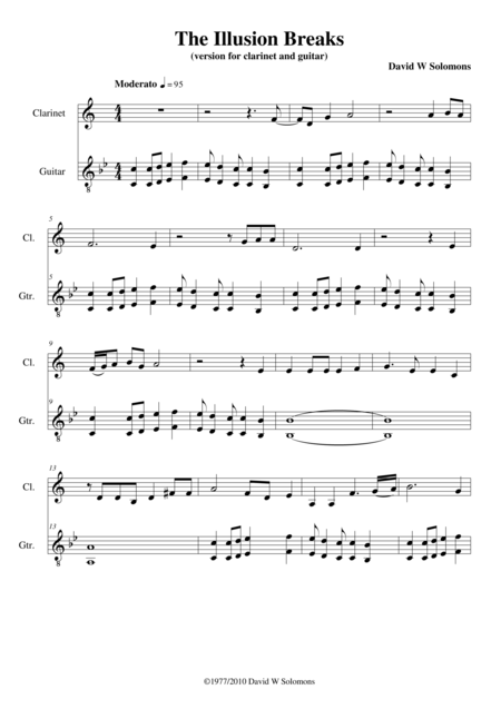 Free Sheet Music Brisure The Illusion Breaks For Clarinet And Classical Guitar