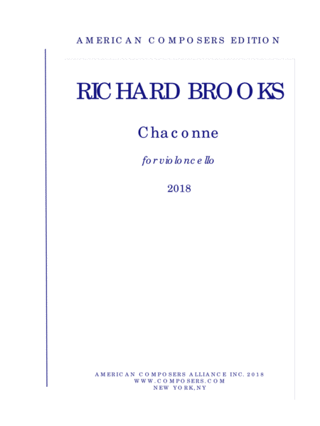 Brooks Chaconne Sheet Music