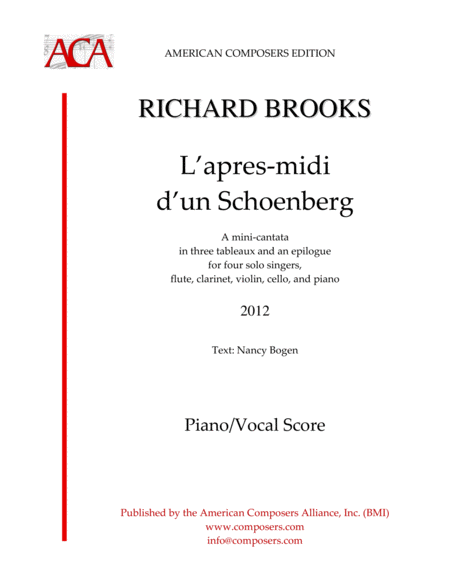 Brooks L Apres Midi D Un Schoenberg Piano Reduction Sheet Music