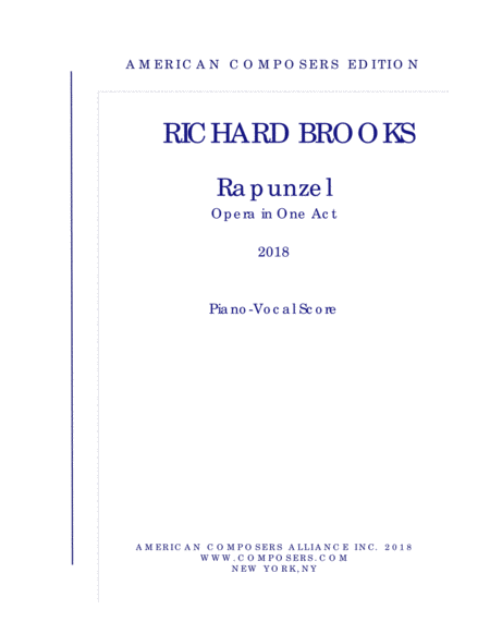 Brooks Rapunzel Piano Reduction Sheet Music