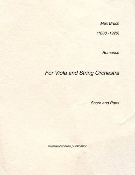 Bruch Romance For Viola And String Orchestra Op 85 Sheet Music