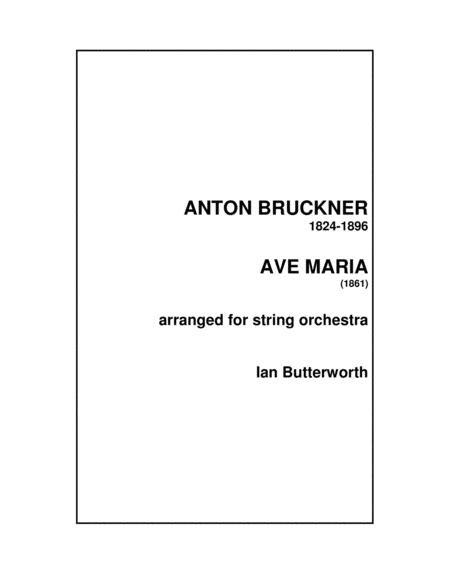 Bruckner Ave Maria For String Orchestra Sheet Music