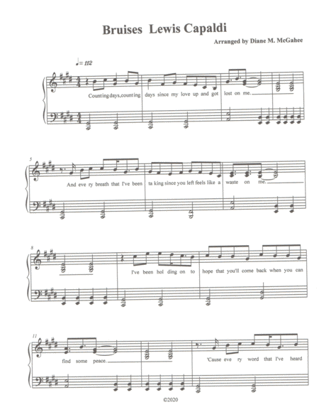 Free Sheet Music Bruises Harder Version