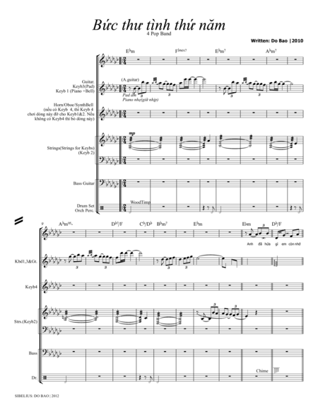 Buc Thu Tinh Thu Nam Score Parts Sheet Music