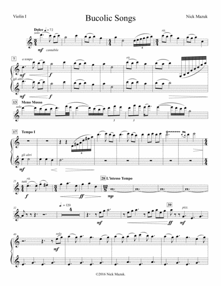 Free Sheet Music Bucolic Songs Parts