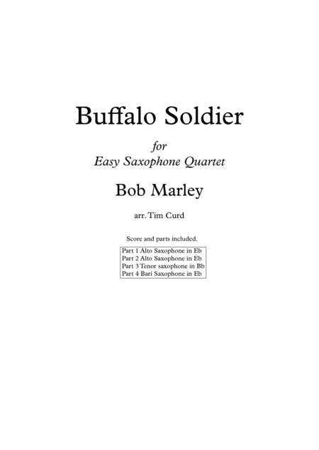 Buffalo Soldier For Easy Saxophone Quartet Sheet Music