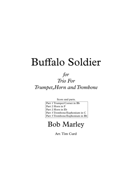 Buffalo Soldier Trio For Trumpet Horn And Trombone Sheet Music