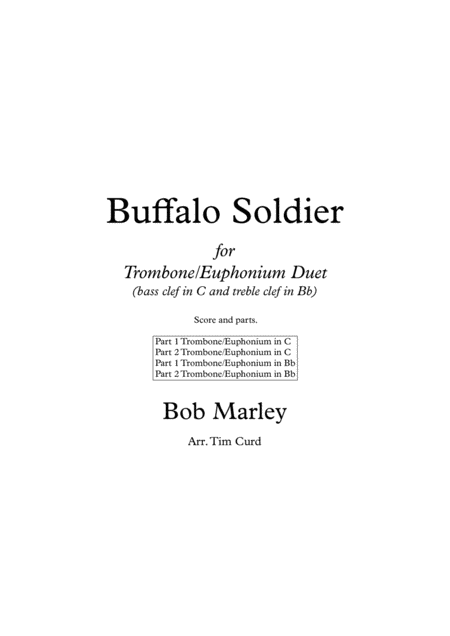 Buffalo Soldier Trombone Euphonium Duet Sheet Music