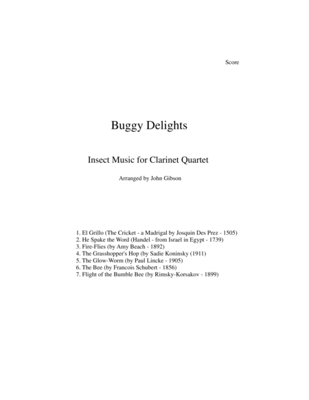 Free Sheet Music Buggy Delights Insect Music For Clarinet Quartet Score