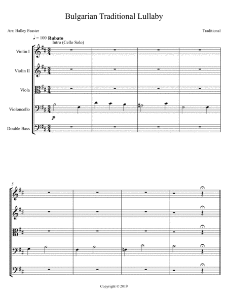 Bulgarian Traditional Lullaby Sheet Music