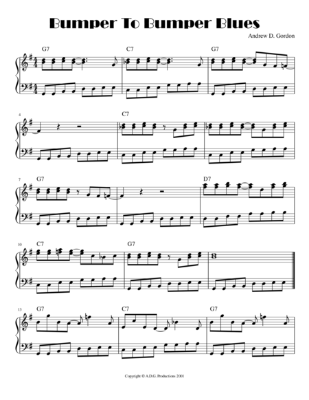 Bumper To Bumper Blues Sheet Music