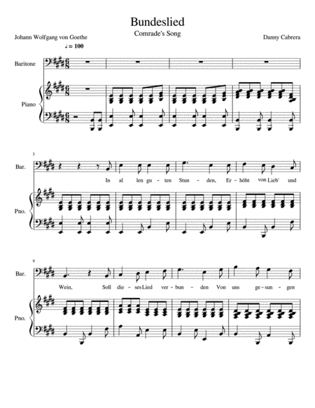 Free Sheet Music Bundeslied