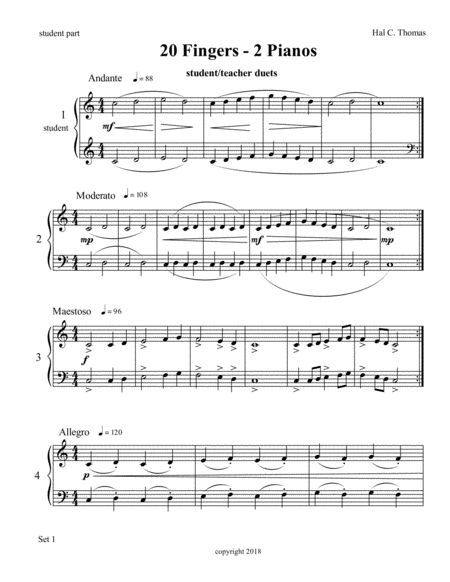 Free Sheet Music Bupkis For 2 Pianos 4 Hands Set One Student Part