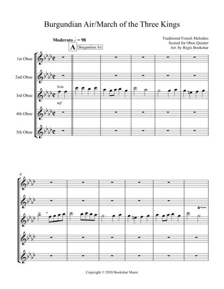 Free Sheet Music Burgundian Air March Of The Three Kings Oboe Quintet