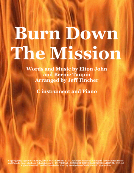 Burn Down The Mission Sheet Music