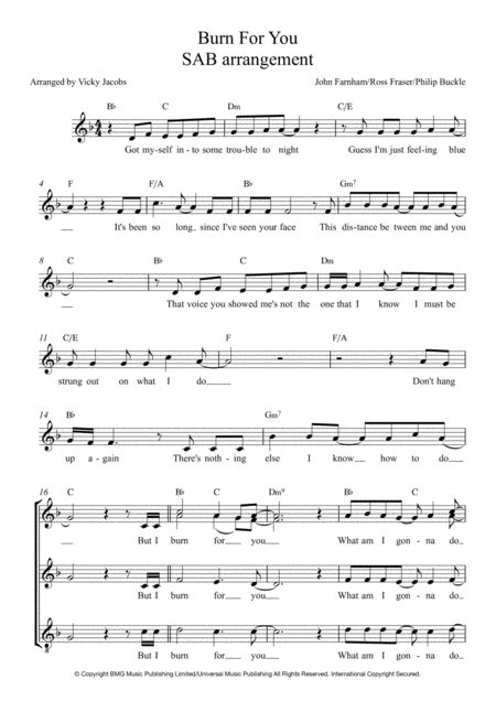 Burn For You Sab Sheet Music