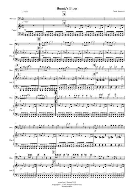 Burnies Blues For Bassoon And Piano Sheet Music