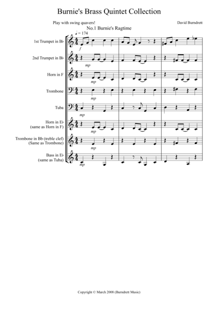 Burnies Brass Quintet Collection Sheet Music