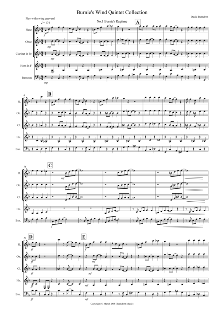 Burnies Wind Quintet Collection Sheet Music