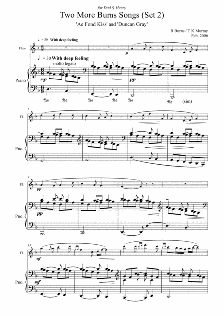 Free Sheet Music Burns Songs Set 2 Flute Piano Tk Murray