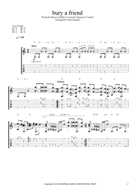 Bury A Friend Fingerstyle Guitar Sheet Music