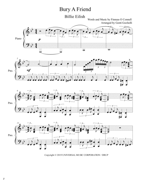 Bury A Friend Piano Solo Sheet Music