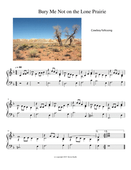 Bury Me Not On The Lone Prairie Sheet Music