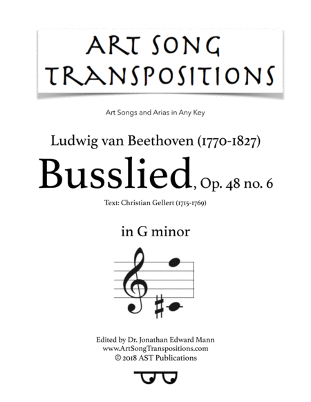 Busslied Op 48 No 6 G Minor Sheet Music