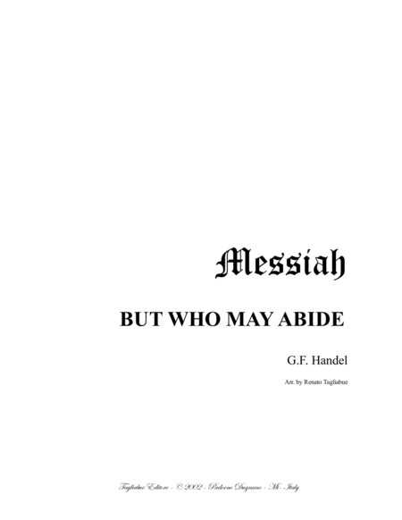 But Who May Abide Messiah For Alto And Harpsichord Sheet Music