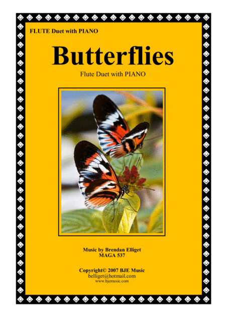 Butterflies Flute Duet With Piano Accompaniment Score And Parts Sheet Music