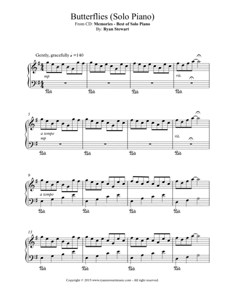 Butterflies Solo Piano Sheet Music