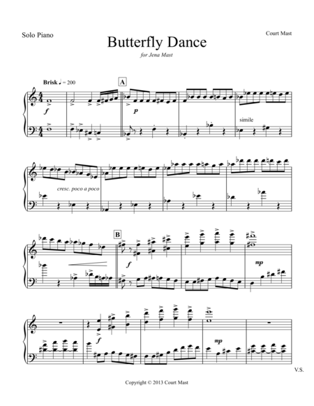 Butterfly Dance Piano Solo Sheet Music