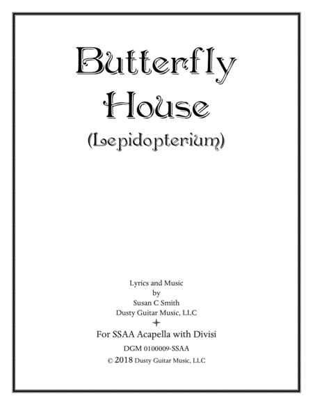 Butterfly House Lepidopterium Ssaa Acapella Sheet Music