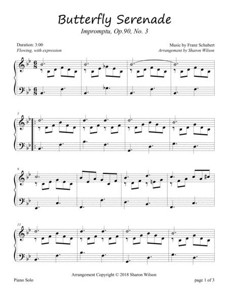 Butterfly Serenade Impromptu Op 90 No 3 Sheet Music