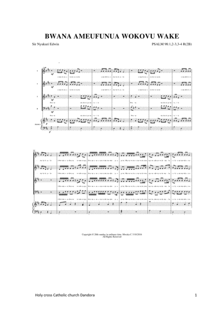 Bwana Ameufunua Wokovu Wake Sheet Music