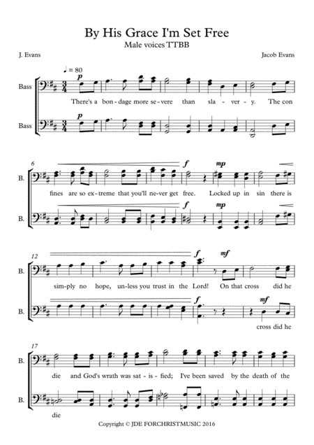 By His Grace I M Set Free Sheet Music