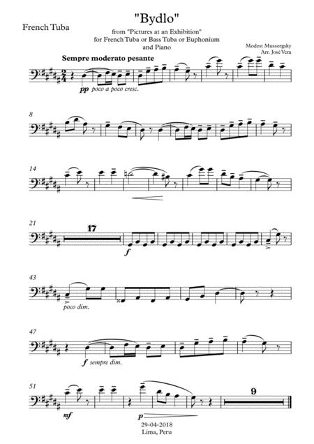 Bydlo For French Tuba And Piano Sheet Music