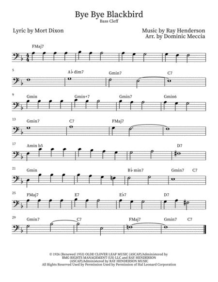 Free Sheet Music Bye Bye Blackbird Bass Clef