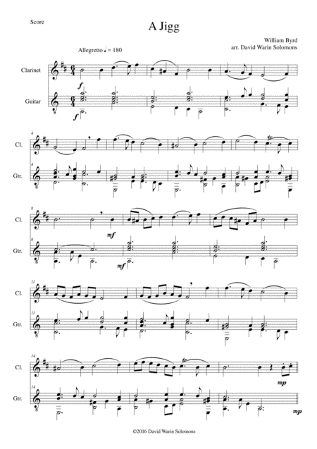 Byrds Jigg For Clarinet And Guitar Sheet Music