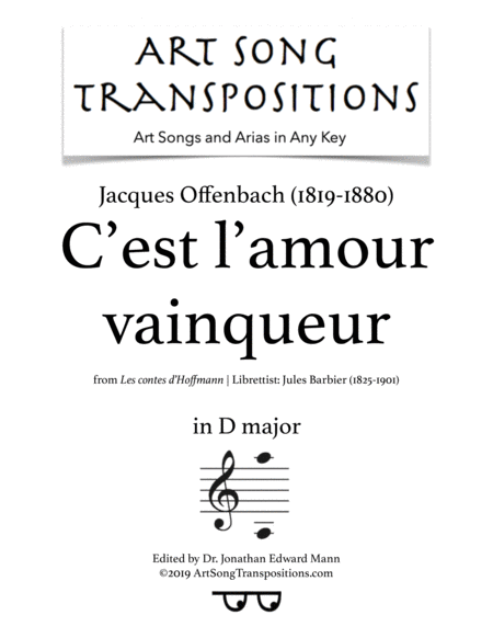 C Est L Amour Vainqueur Transposed To D Major Sheet Music