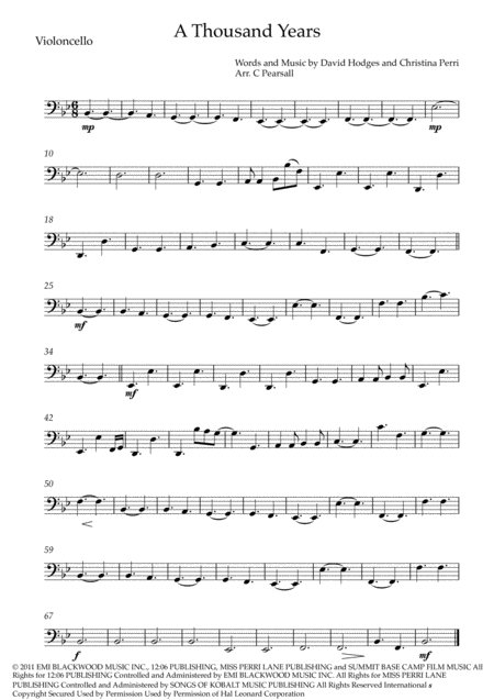 C Perri A Thousand Years String Quartet Sheet Music