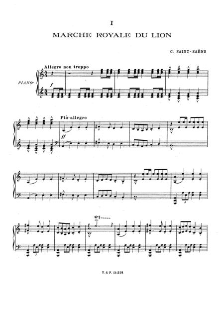 Free Sheet Music C Saint Sans The Carnival Of The Animals Marche Royale Du Original Piano Solo