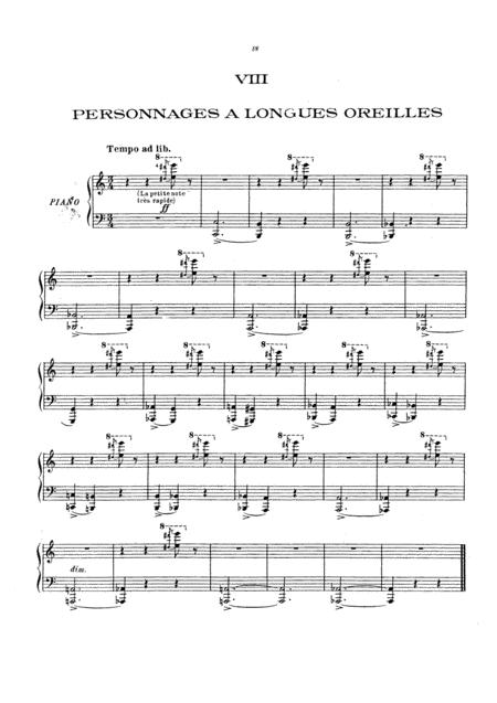 C Saint Sans The Carnival Of The Animals Personnages With Long Ears Original Piano Solo Sheet Music