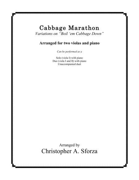 Cabbage Marathon For Two Violas And Piano Sheet Music