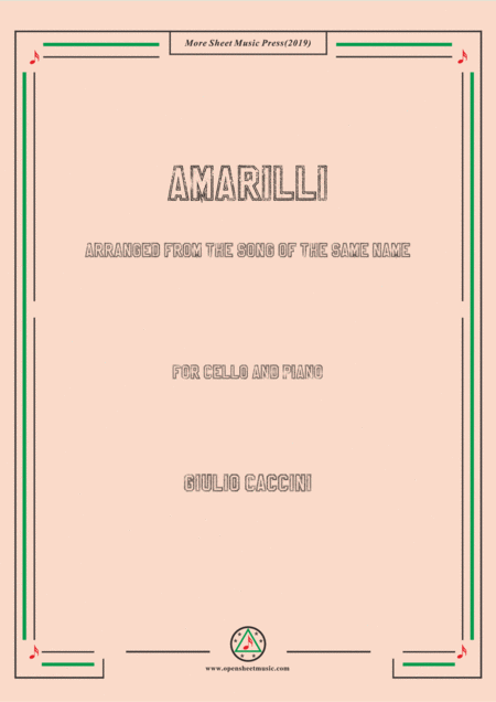 Caccini Amarilli For Cello And Piano Sheet Music