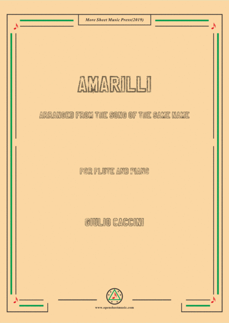 Free Sheet Music Caccini Amarilli For Flute And Piano