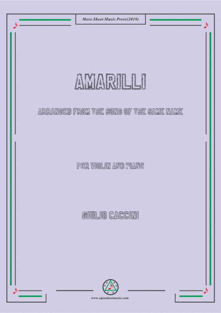 Caccini Amarilli For Violin And Piano Sheet Music