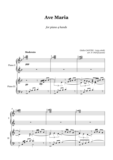 Free Sheet Music Caccini Ave Maria For Piano 4 Hands